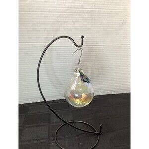 Dansk Blown Glass Pear Ornament Iridescent Ball With Silver Leaf